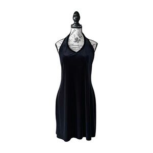 Vintage Jacob Black Velvet Halter Dress Size Large